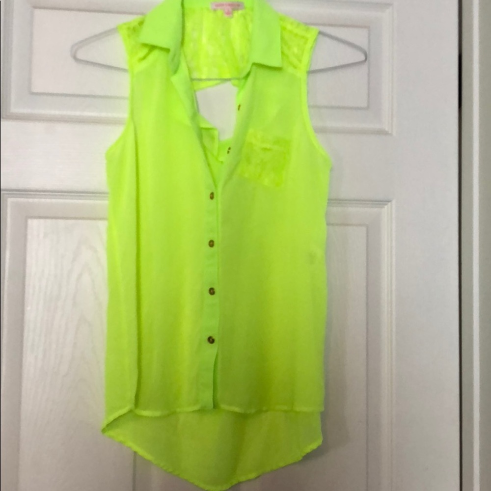 Neon yellow tank with back cut out